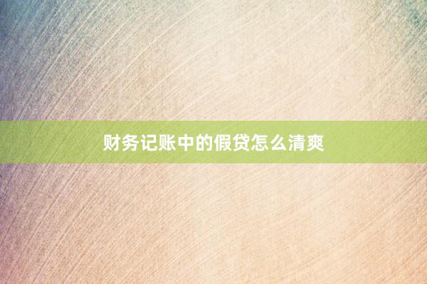 财务记账中的假贷怎么清爽